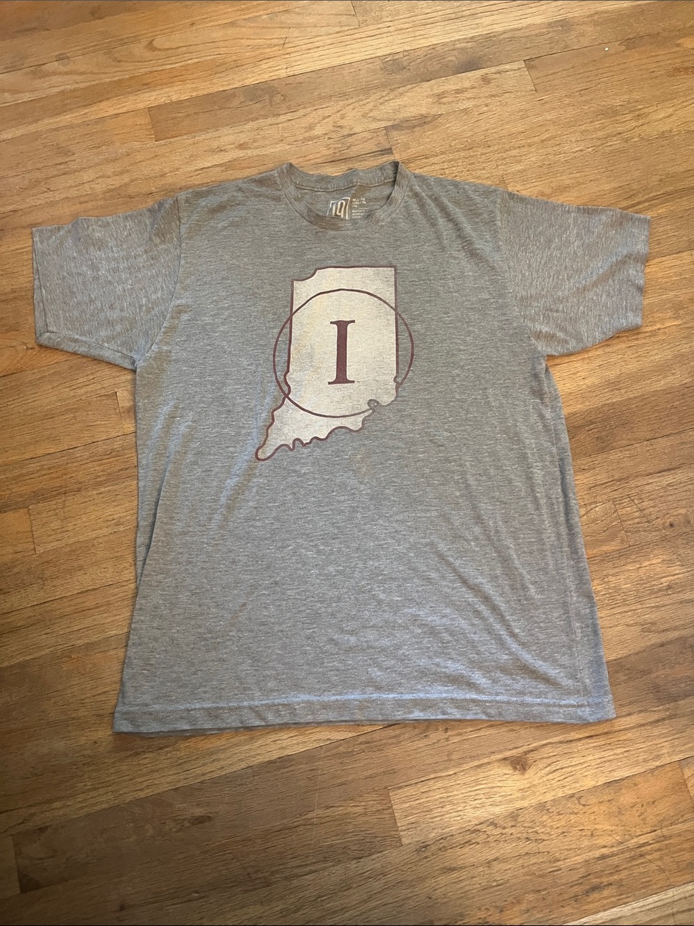 Indiana University Gray Men's Short Sleeve Tee with State 'I' Graphic